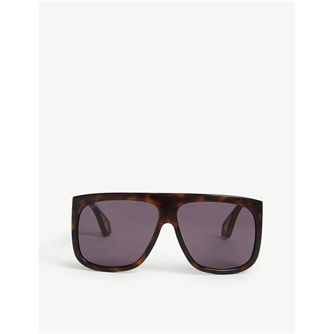 gucci havana rectangle sunglasses|gucci overzi sunglasses.